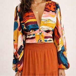 Live 4 Truth Multicolor Abstract Blouse big sleeves 1x
